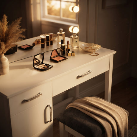 JUDY White 36" Wide LED Vanity & Stool (RTA)