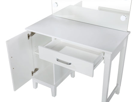 JUDY White 36" Wide LED Vanity & Stool (RTA)