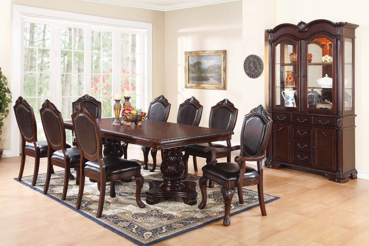 DOWNEY Dark Cherry 9 Piece Dining Set