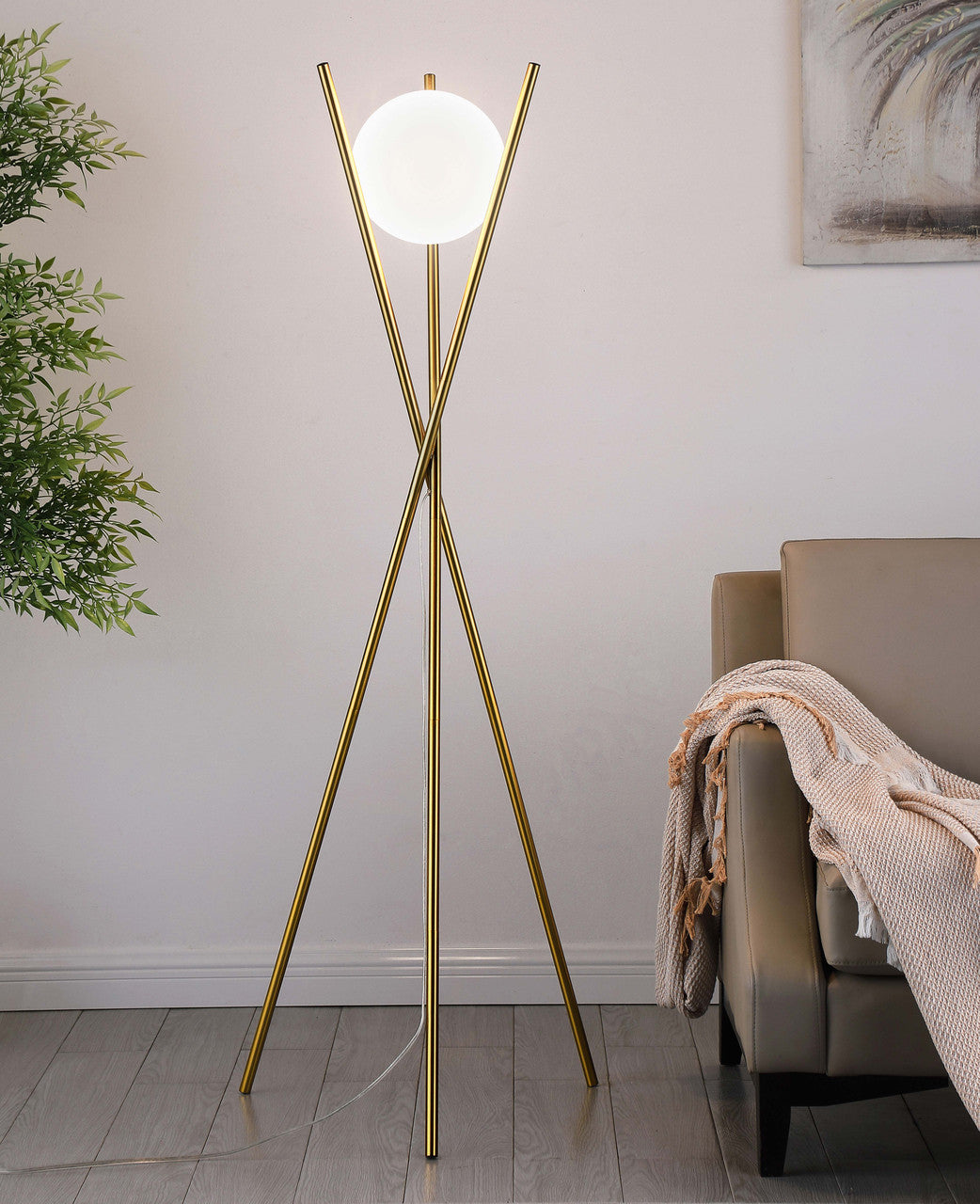 JURNEE Gold 22" x 65" Height Floor Lamp