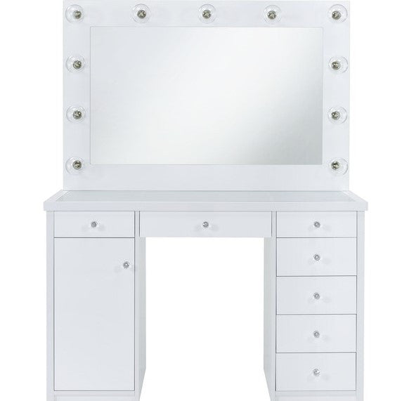 KAYSON White 47" Wide Vanity Desk and Mirror (RTA)