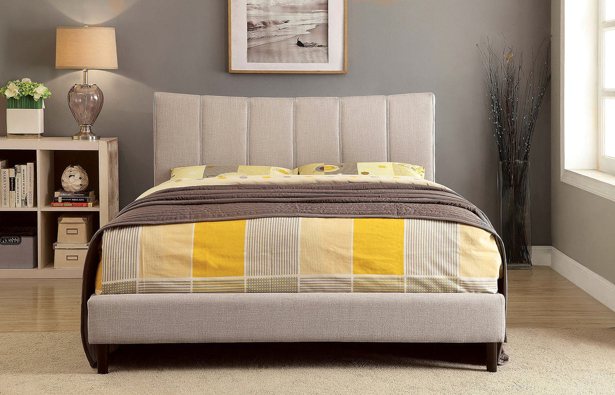 JENKINS Beige Upholstered Bed