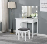 JUDY White 36" Wide LED Vanity & Stool (RTA)
