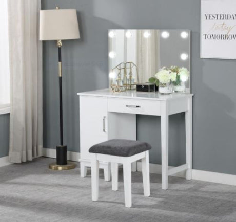 JUDY White 36" Wide LED Vanity & Stool (RTA)