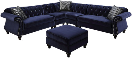 YULIETTE Blue 32" Wide Ottoman