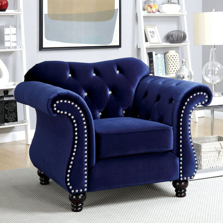 YULIETTE Blue 47" Wide Arm Chair