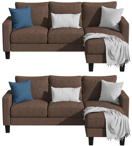 KALIMA Brown 71" Wide Reversible Sofa Chaise
