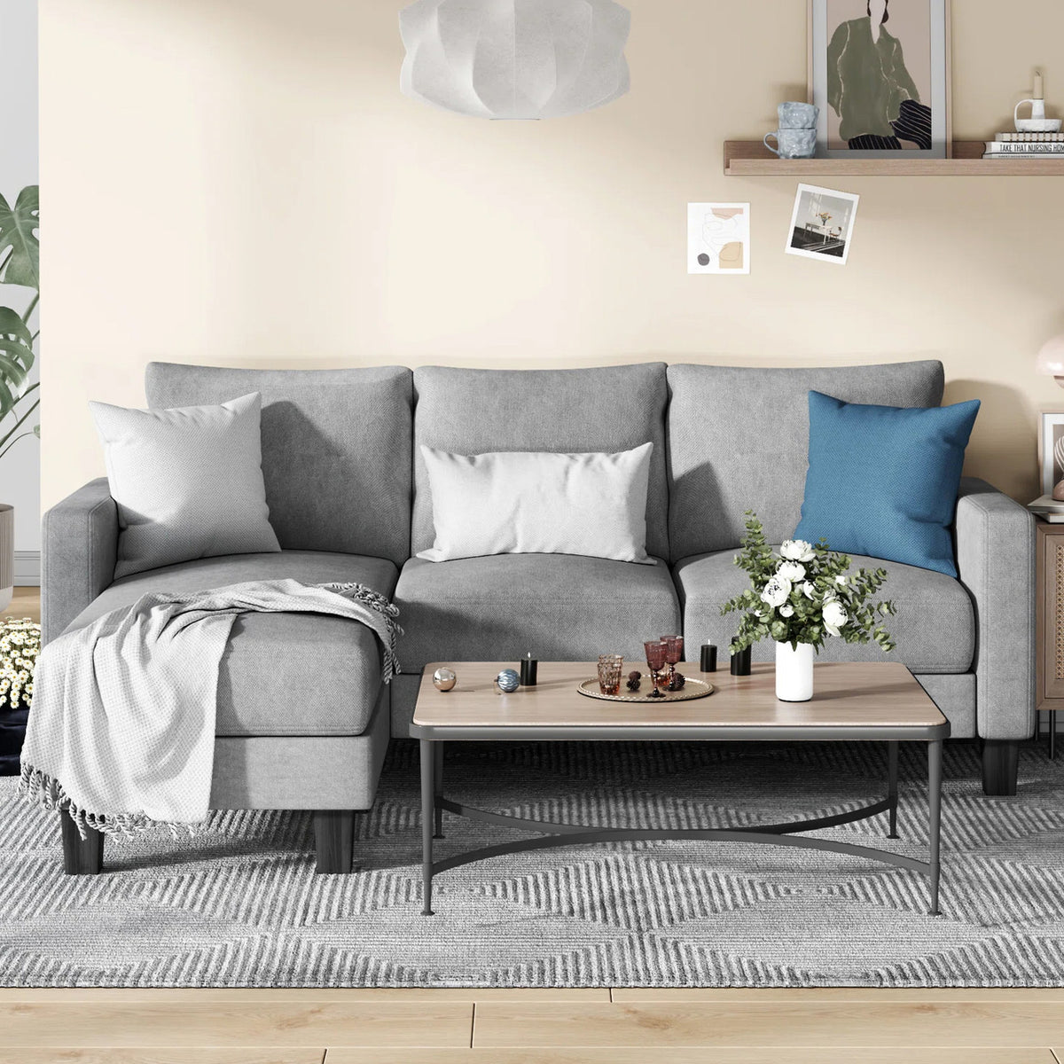 KALIMA Light Gray 71" Wide Reversible Sofa Chaise