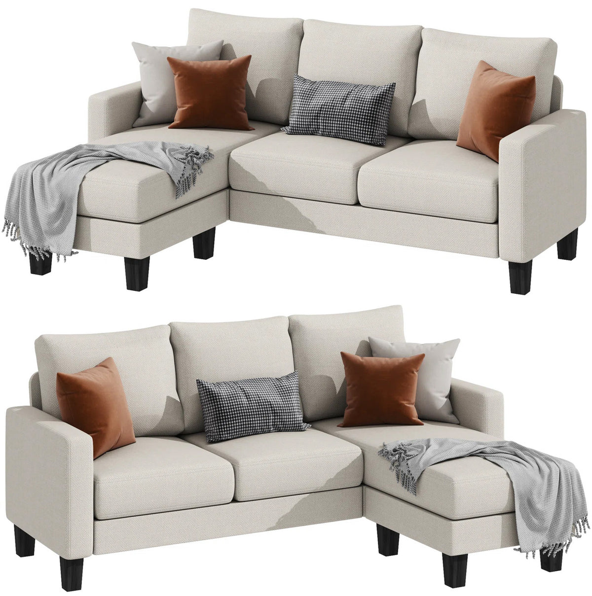 KALIMA Off White 71" x 48" Depth Reversible Sofa Chaise