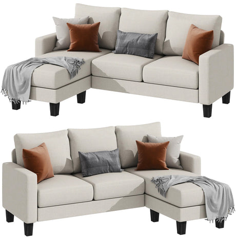 KALIMA Off White 71" x 48" Depth Reversible Sofa Chaise