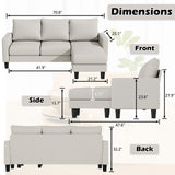 KALIMA Off White 71" x 48" Depth Reversible Sofa Chaise