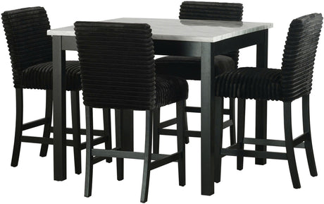 KALIPSO Black Corduroy 5 Piece Counter Height Set