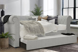 KALMIA Gray Linen Daybed with Trundle