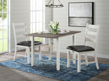 KALVEN White & Brown 3 Piece Drop-Leaf Dining Set