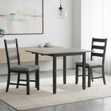 KALVEN Black & Gray 3 Piece Drop-Leaf Dining Set
