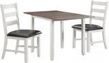 KALVEN White & Brown 3 Piece Drop-Leaf Dining Set