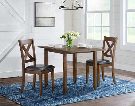 KALVEN Brown 3 Piece Drop-Leaf Dining Set