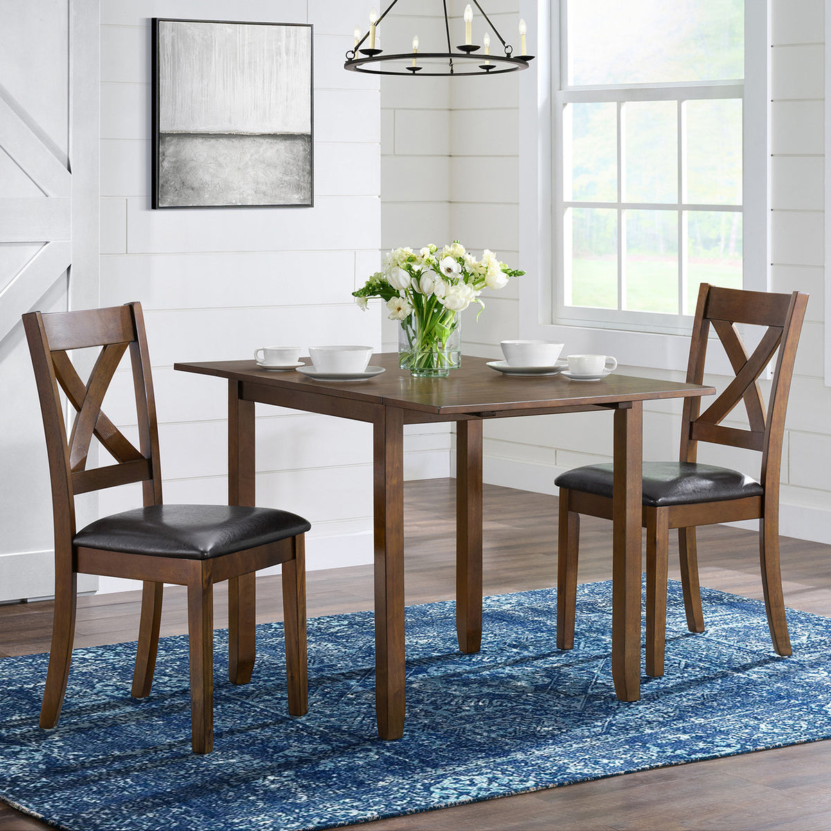 KALVEN Brown 3 Piece Drop-Leaf Dining Set
