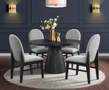 KARIM Black & Gray Boucle 20" Wide Rounded Dining Chair