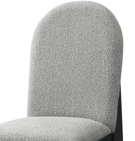 KARIM Black & Gray Boucle 20" Wide Rounded Dining Chair