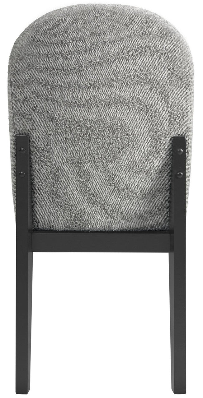 KARIM Black & Gray Boucle 20" Wide Rounded Dining Chair