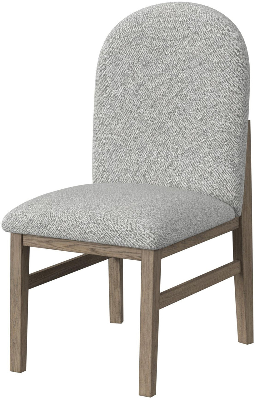 KARIM Natural Brown & Gray Boucle 20" Wide Rounded Dining Chair