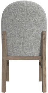 KARIM Natural Brown & Gray Boucle 20" Wide Rounded Dining Chair