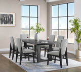 KARIM Black & Gray Boucle 7 Piece Dining Set