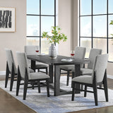 KARIM Black & Gray Boucle 7 Piece Dining Set