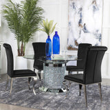 KAROLINA Mirror Diamond 5 Piece Dining Set with DARLA Black Chairs