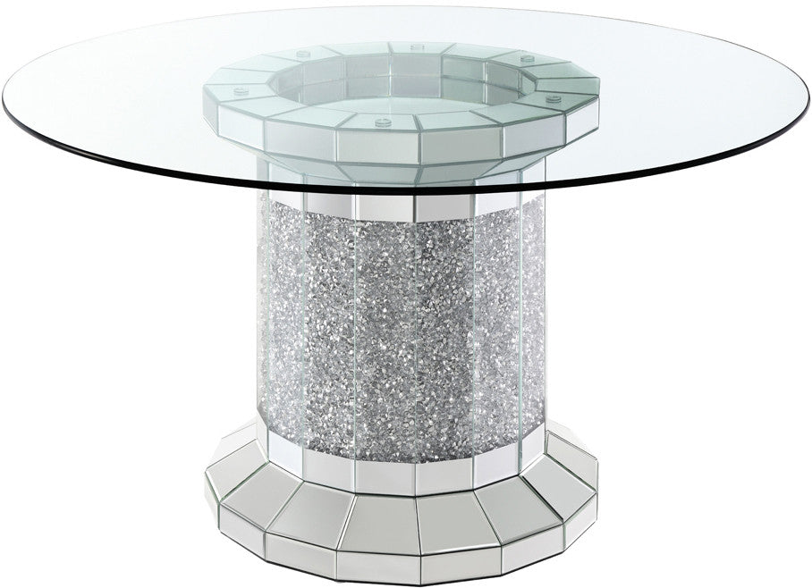KAROLINA Mirror Diamond 5 Piece Dining Set with DARLA Black Chairs