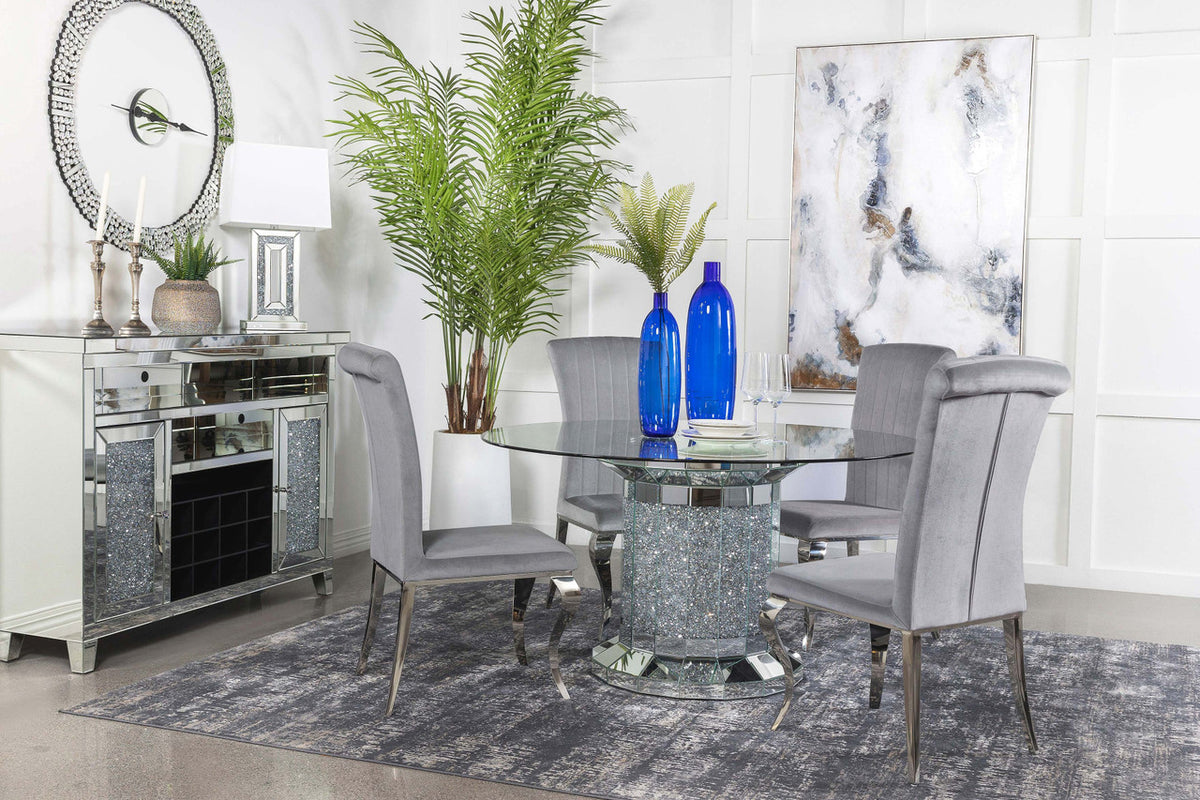 KAROLINA Mirror Diamond 5 Piece Dining Set with DARLA Gray Chairs