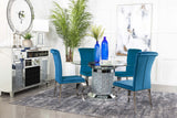 KAROLINA Mirror Diamond 5 Piece Dining Set with DARLA Teal Chairs