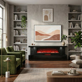 KATINI Glossy Black 71" Wide x 26" Height TV Stand with Fireplace & Bluetooth Speakers