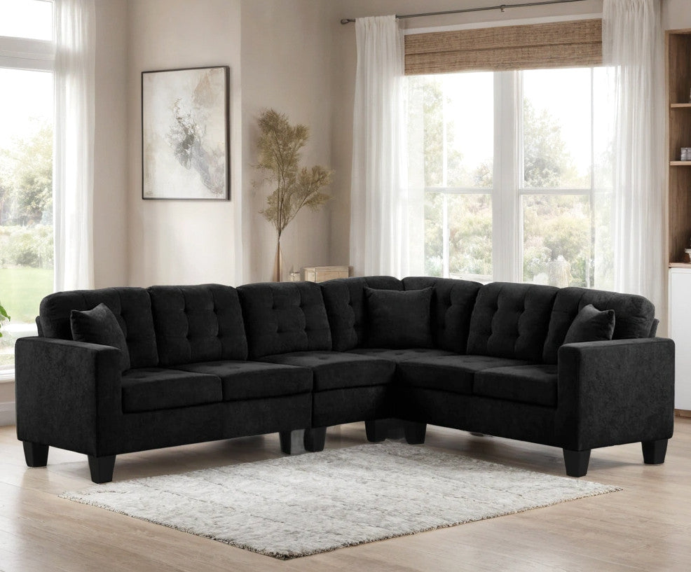 KAVALA Black Water-Resistant Fabric 107" x 84" Reversible Sectional