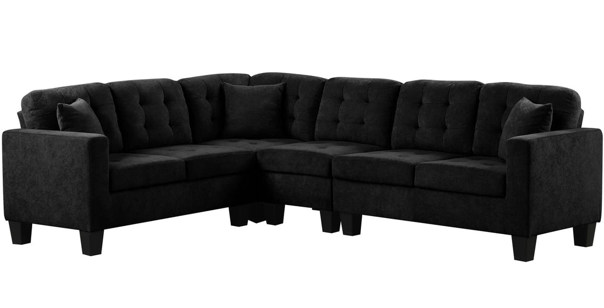 KAVALA Black Water-Resistant Fabric 107" x 84" Reversible Sectional