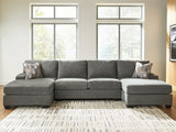 KAXIM Gray Chenille 142" x 61" Double Chaise Sectional