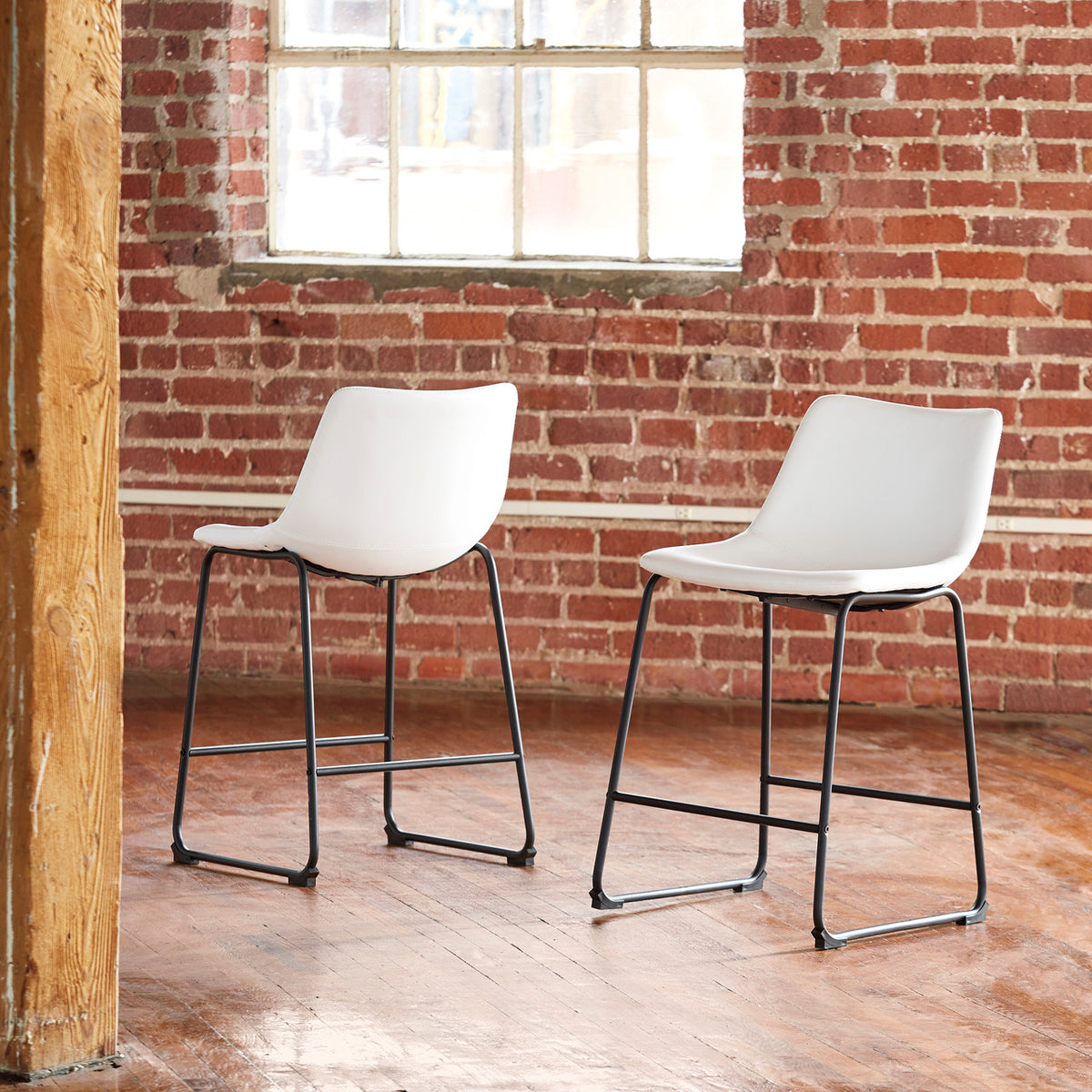 KAYCE White 19" Wide Counter Stool