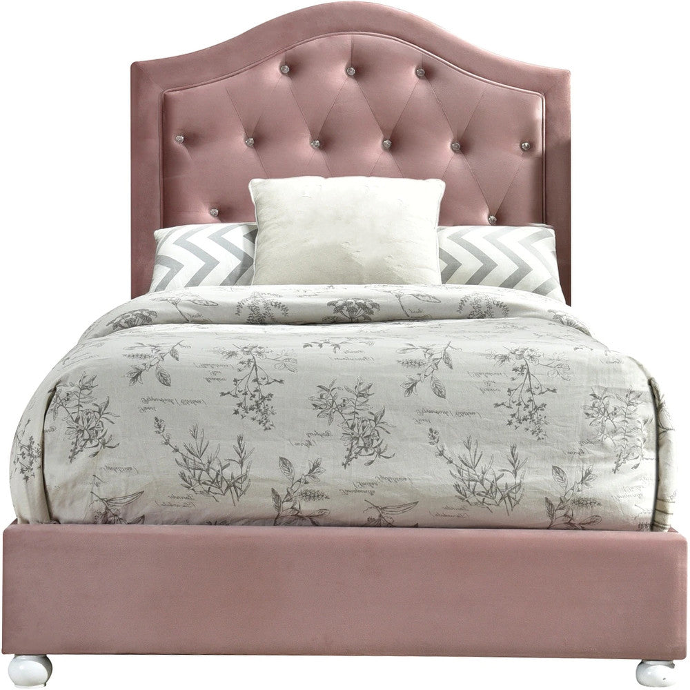 KELLIE Pink Velvet Platform Bed