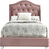 KELLIE Pink Velvet Platform Bed