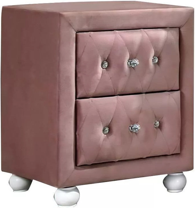 KELLIE Pink Velvet Platform Bedroom Set
