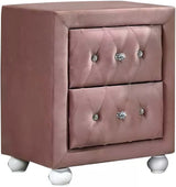 KELLIE Pink Velvet Platform Bedroom Set