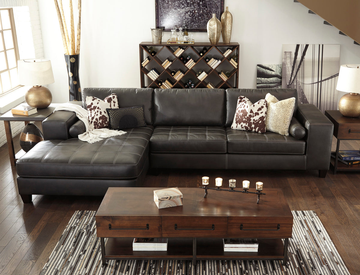 KENNIA Dark Gray 134" Wide Sectional with Wide Chaise