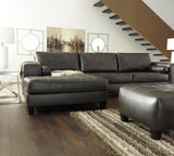 KENNIA Dark Gray 134" Wide Sectional with Wide Chaise