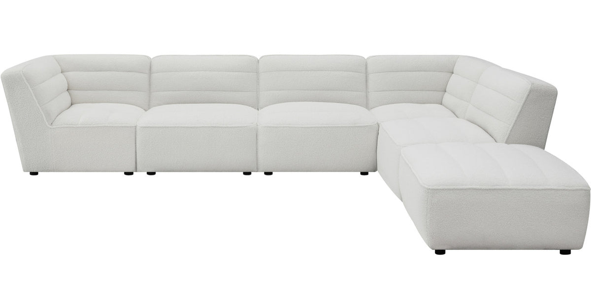 KERENA White Faux Sheep Skin 142" Wide Modular Sectional