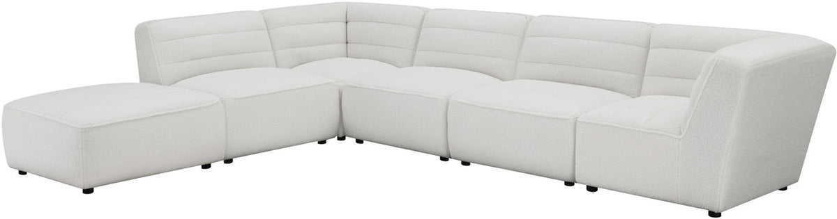 KERENA White Faux Sheep Skin 142" Wide Modular Sectional