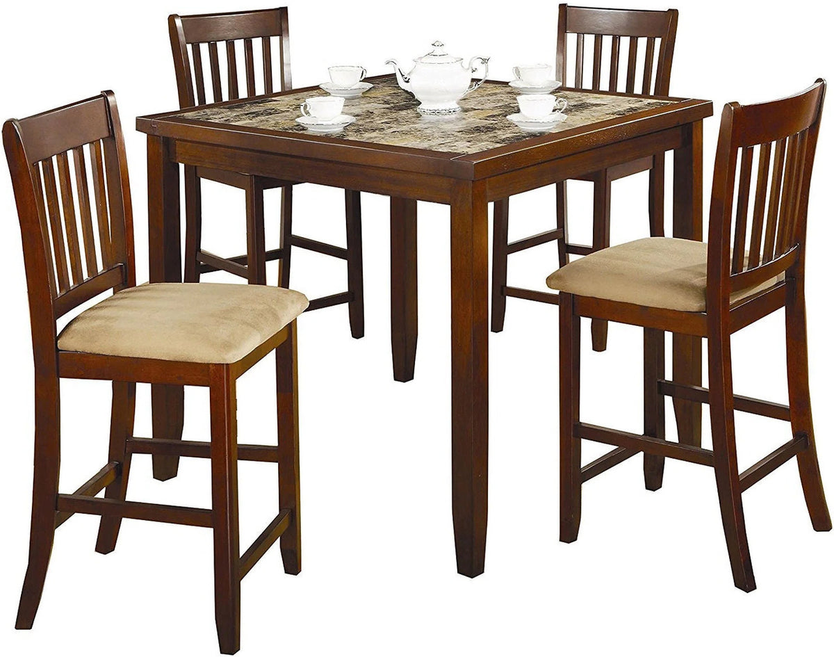 KERIAM Cherry 5 Piece Counter Height Set