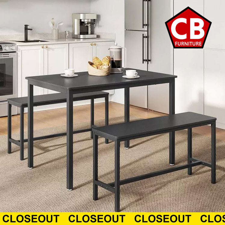 KERK Black Bench Dining Set