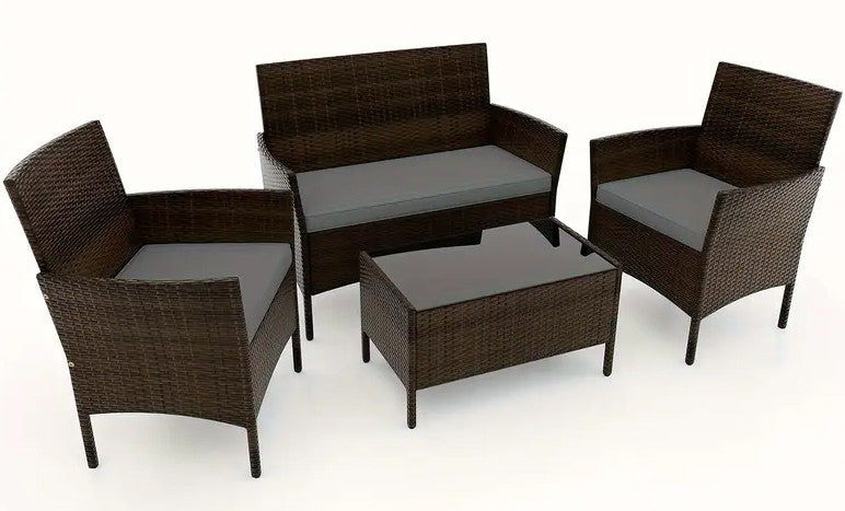KESTEN Brown & Gray 4 Piece Sofa Patio Set
