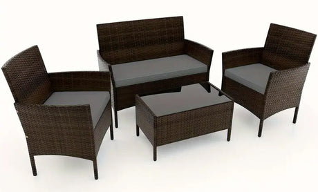 KESTEN Brown & Gray 4 Piece Sofa Patio Set